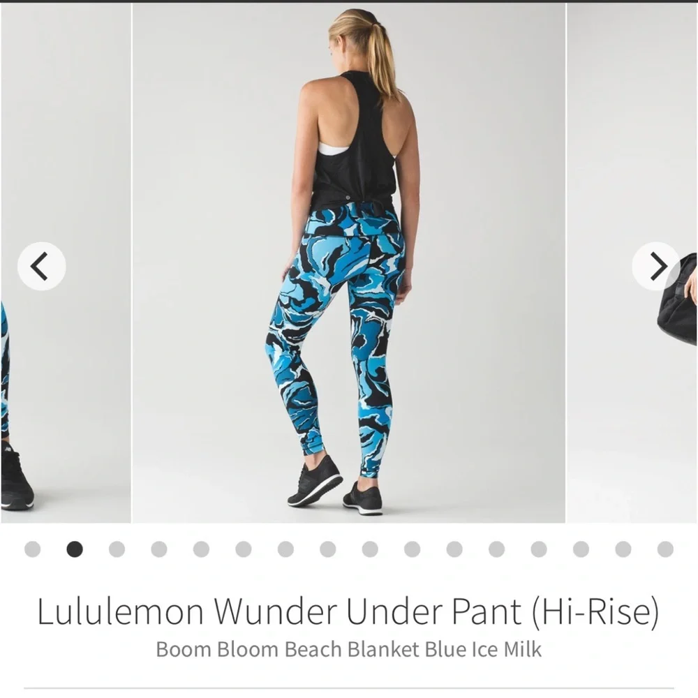 Lululemon Wunder Under Pant (Hi-Rise) Boom Bloom Beach Blanket Blue Ice Milk - Picture 4 of 8